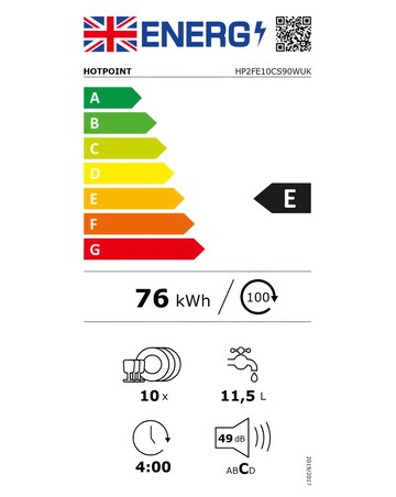 Hotpoint HP2FE10CS90WUK Slimline Dishwasher 10 Place Settings White + Install