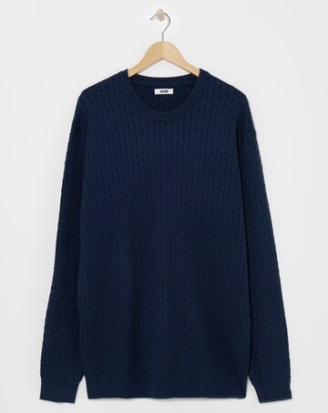 Navy Soft Touch Cable Crew Neck Jumper