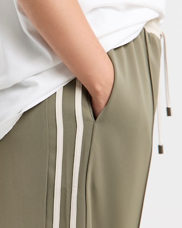 Simply Be Khaki Side Stripe Contrast Waistband Trouser