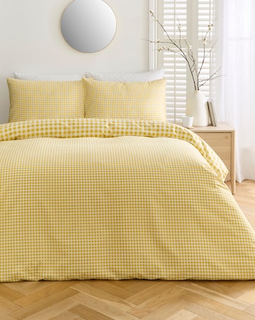 Gingham Cotton Blend Reversible Duvet Cover Set
