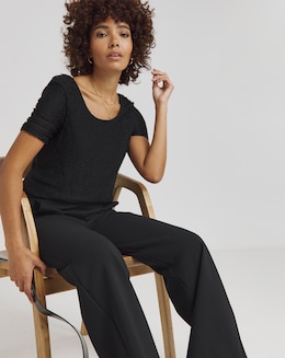 Simply Be Black Scoop Back Frill Lace T-Shirt