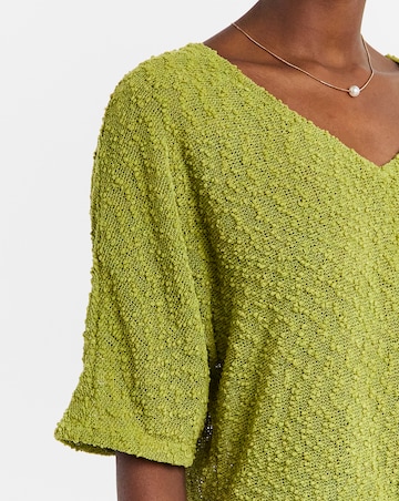 Boucle V-Neck Short Sleeve Top