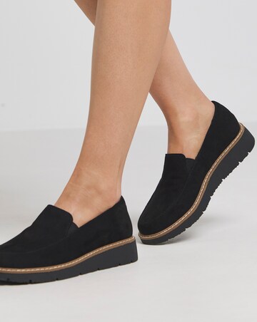 Heavenly Soles Rylee Low Wedge Slipper Cut Plain Loafer - Extra Wide Fit (EEE)