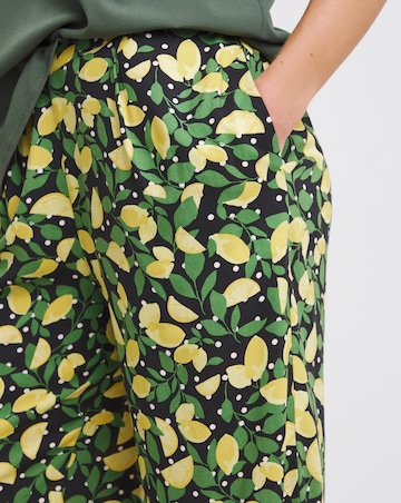 Simply Be Lemon Print Spun Viscose Wide Leg Trousers