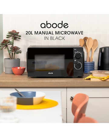 Abode 20 Litre Black Manual Microwave