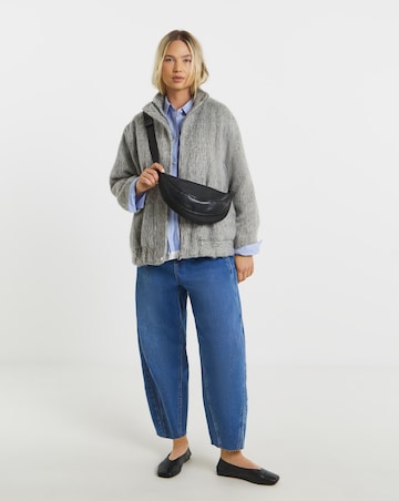 Simply Be Luxe Grey Wool Look Funnel Neck Bomber Jacket