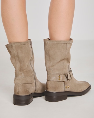 Orlando Suede Harness Buckle Ankle Biker Boots - Extra Wide Fit (EEE)