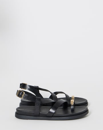 Carlota Leather Toe Hardware Footbed Sandals - Wide Fit (E)