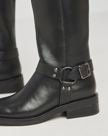 Naira Leather Over Knee Western Boots - Extra Wide Fit (EEE) & Super Curvy Calf