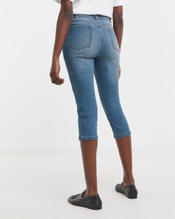 Mid Blue Denim Capri Jeans