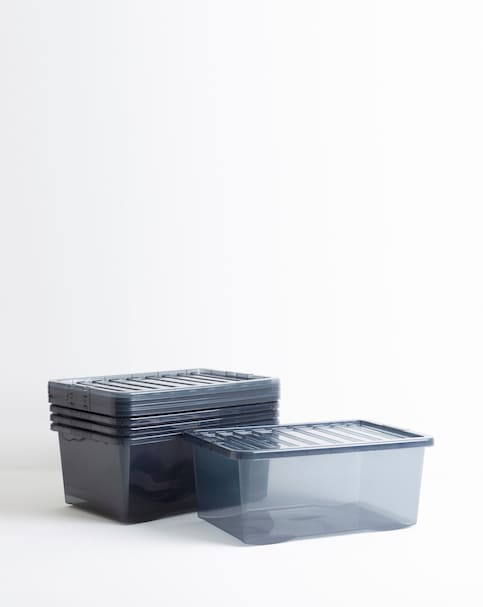 Wham Crystal 45L Grey Box And Lid 5pk