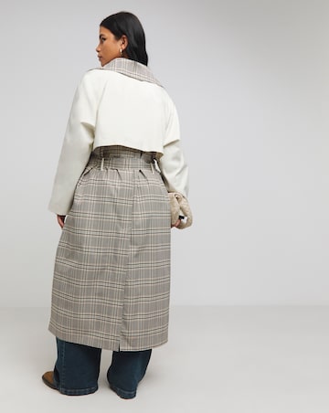 Cream Checked Mix Trench