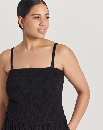 Beach To Beach Shirred Bandeau Beach Jumpsuit