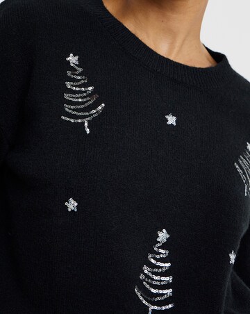 Black Sequin Tree Jumper