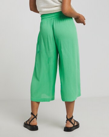 Green Crinkle Tie Waist Wide Leg Culotte