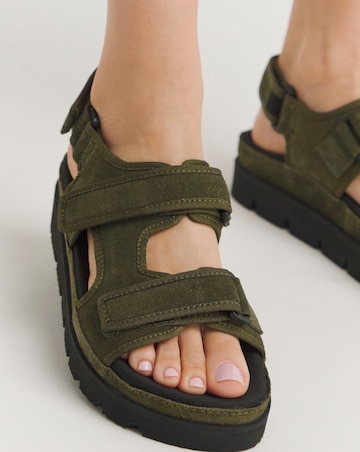Tyla Strappy Suede Touch and Close Sandals Wide E Fit