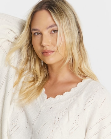 Simply Snug Ivory Scallop Edge Pointelle Jumper
