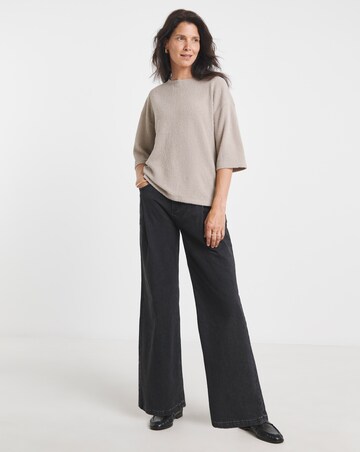 Cream Brushed Soft Touch Half Sleeve Top