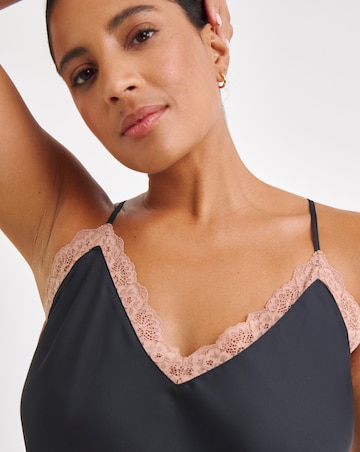Figleaves Stretch Satin Lace Chemise