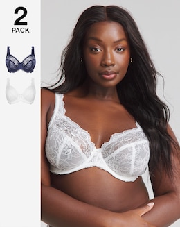 Pretty Secrets (2 Pack) Ella Lace Full Cup Wired Bras (B-K) Navy/White