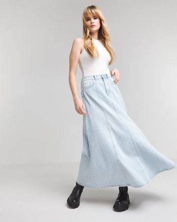 Simply Be Light Wash A Line Maxi Denim Skirt