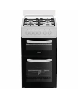 Hotpoint HTG5GCWL 50cm Gas Twin Cooker with Glass Lid - White + installation