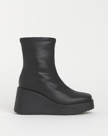 Noah Stretch Upper Wedge Ankle Boots - Wide Fit (E)