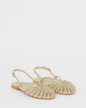 Latrice Leather Woven Detailing Flat Shoes - Extra Wide Fit (EEE)