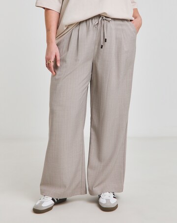 Taupe Pinstripe Wide Leg Trouser