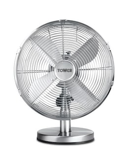 Tower 12 Silver Chrome Metal Desk Fan