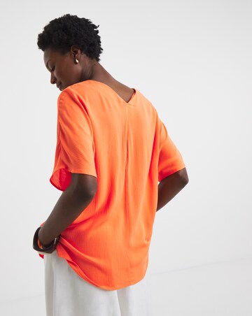 Crinkle Short Sleeve Tunic Top - Orange