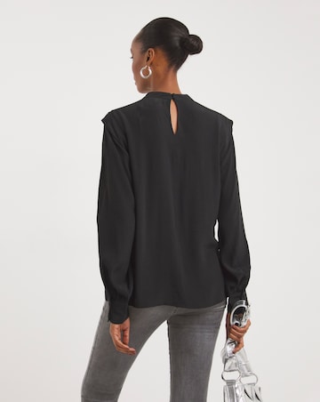 Black Shoulder Detail High Neck Top