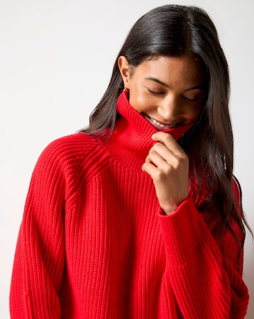 Ro&Zo Red Ribbed High Neck Jumper