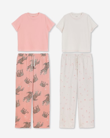 Simply Be (2 Pack) Ribbed T Shirt Pyjama Sets