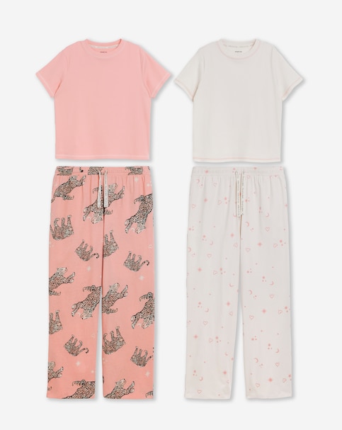 Simply Be (2 Pack) Ribbed T Shirt Pyjama Sets