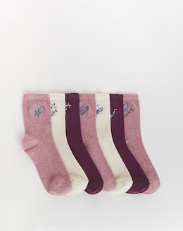 Pretty Secrets (7 Pair Pack) Embroidery Days Of The Week Ankle Socks (Wide Fit)