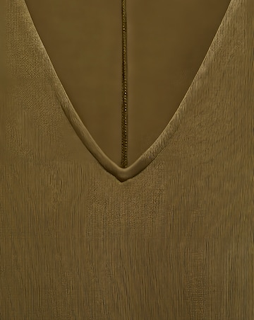 Mango Brown V Neck Midaxi Dica Dress