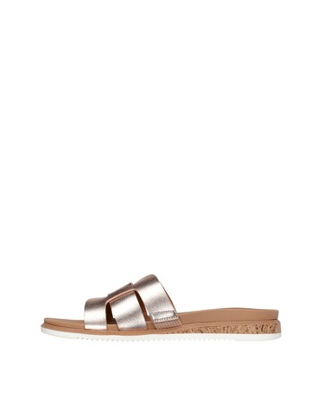 Skechers Bobs Desert Kiss Low Duraleather Rose Gold Sandals - Standard Fit (D)