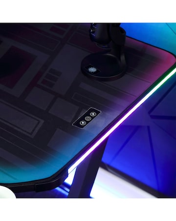 X Rocker Lumio Compact Gaming Desk with 3-Sided App-Controlled LED Lighting