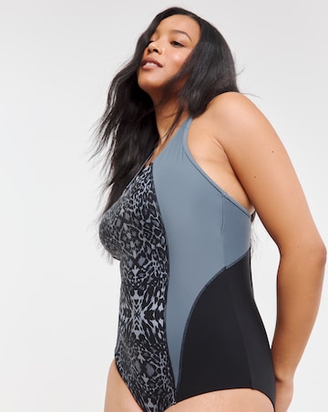 Sports Padded Colourblock High Neck Swimsuit