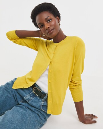 Yellow Crew Neck Cardigan