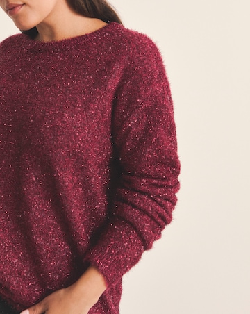 Simply Be Burgundy Tinsel Knit Bow Back Jumper