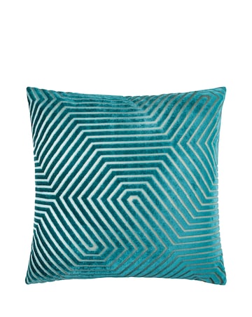 Paoletti Evoke Cut Velvet Large Cushion Cover - Teal