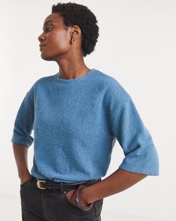 Blue Brushed Soft Touch Half Sleeve Top