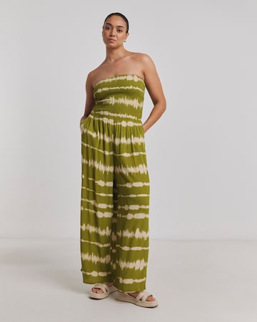 Shirred Bandeau Beach Jumpsuit