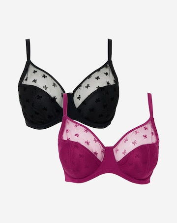 Pretty Secrets (2 Pack) Hannah Bow Full Cup Bras (B-G)