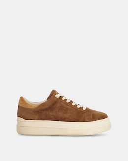 Dune Eden Tan Suede Platform Trainer Standard Fit