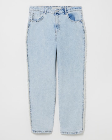 Acid Wash Frayed Side Straight Leg Jean