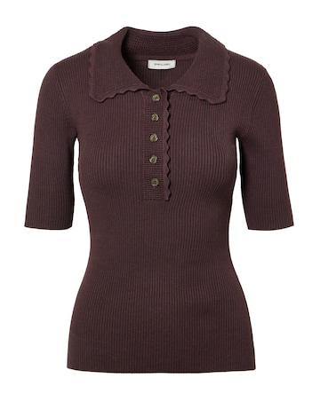 Ribbed Knit Polo Jumper