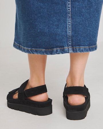 Simply Be Chara Suede Touch and Close Sandals - Extra Wide Fit (EEE)